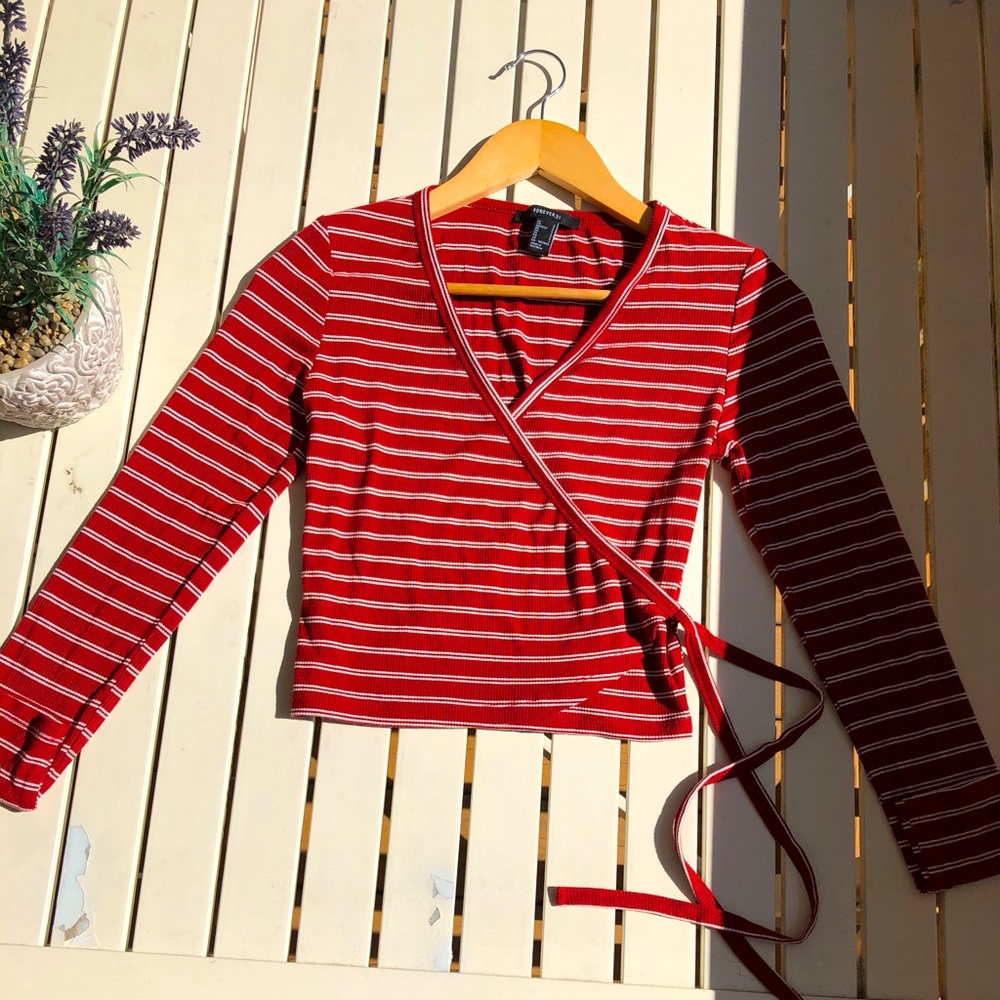 Red Long sleeve Summer Crop Top